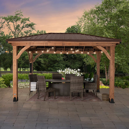 Backyard Discovery 14' x 10' Cordova Light Brown Cedar Gazebo with PowerPort - Bellso