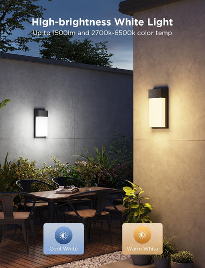 Govee Outdoor Wall Light, 1500LM Smart RGBIC Porch Lights Outdoor with 45 Scene Modes - Bellso