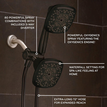 Oxygenics Arc 80-Setting Combo Shower Head, Various Finishes