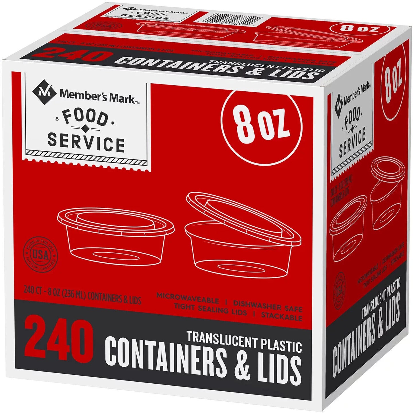 Member's Mark Deli Container with Tight-Sealing Lid (8 Oz., 240 Ct.)