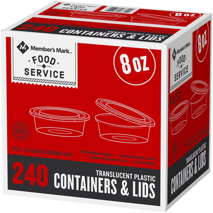 Member's Mark Deli Container with Tight-Sealing Lid (8 Oz., 240 Ct.)