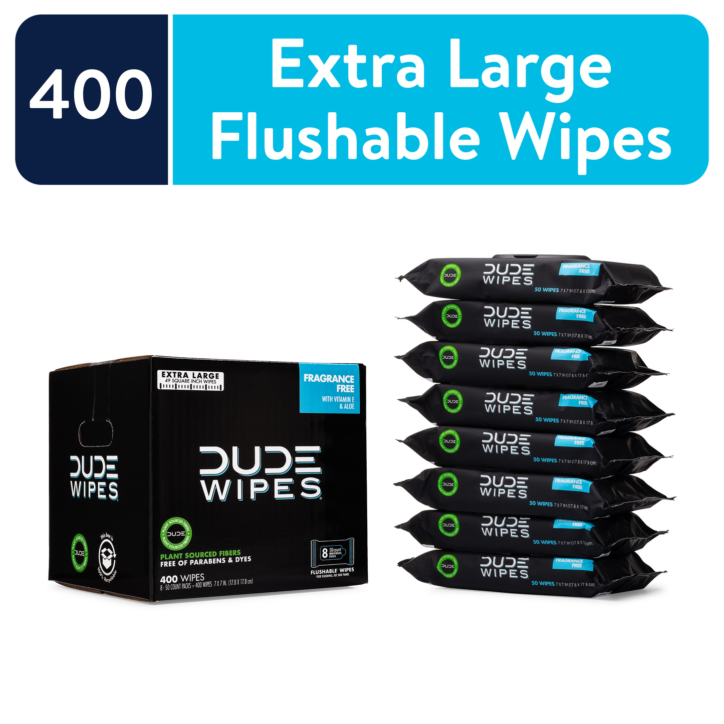 Dude Wipes Flushable Wipes, Fragrance Free, 50 Count