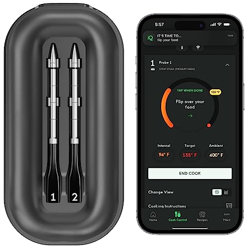 CHEF IQ Sense Smart Wireless Ultra-Thin Meat Thermometer  Unlimited Range  Bluetooth & Wifi  - 2 Probe Set with Smart Hub