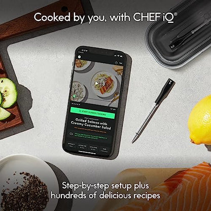 CHEF IQ Sense Smart Wireless Ultra-Thin Meat Thermometer  Unlimited Range  Bluetooth & Wifi  - 2 Probe Set with Smart Hub