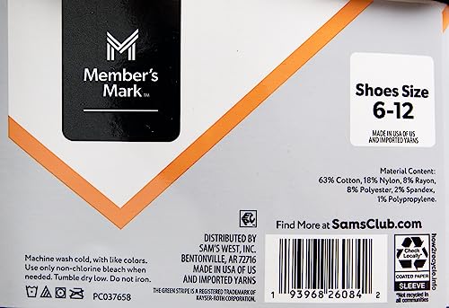 Member's Mark Men's No Show Socks, Black, 10 Pairs - Bellso