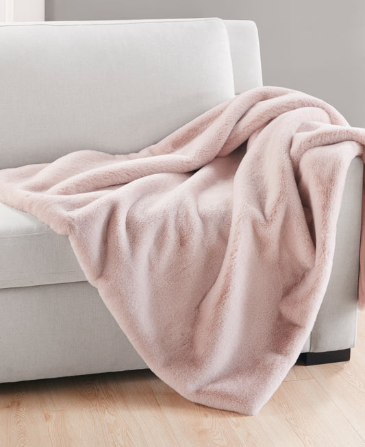 Charter Club Plush Faux Fur Throw, 50" X 60", Created for Macy's - Dusty Rose