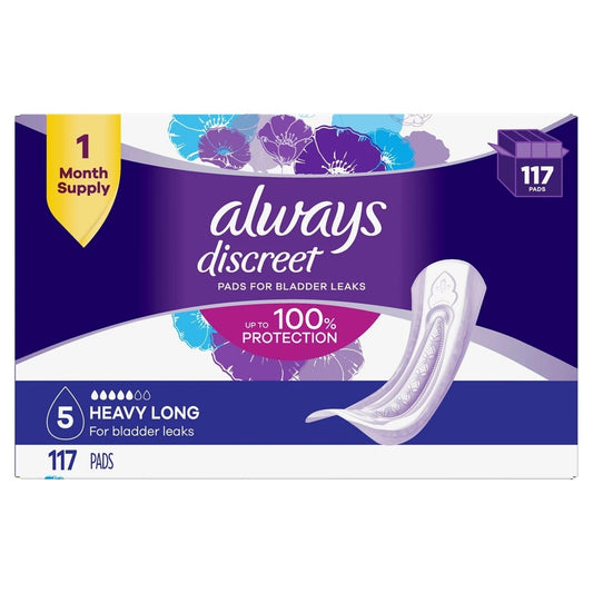 Always Discreet Incontinence Pads  Heavy - Long (117 Count) - Bellso