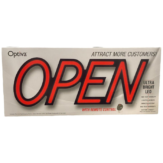 Optiva Signs 19.5 Ultra Bright LED OPEN Sign With Remote Control