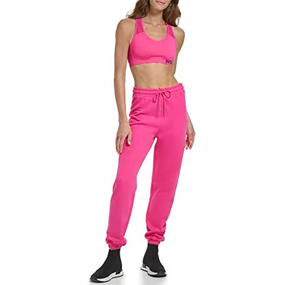 DKNY Women's Performance Classic Seamless Mesh Support Yoga Running Bra, Beetroot, Small - Bellso