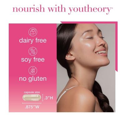 Youtheory Total Beauty Hyaluronic Acid  Keratin & Biotin  Capsules 90ct Exp 8/25 - Bellso