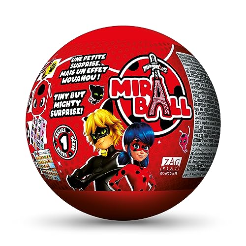 Ladybug, 4-1 Capsule Collectible Toy, Surprise Miraball with Expanding Plush Kwami, Collectible Character Metal Case, Glittery Stickers & Hanging - Bellso