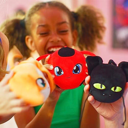 Ladybug, 4-1 Capsule Collectible Toy, Surprise Miraball with Expanding Plush Kwami, Collectible Character Metal Case, Glittery Stickers & Hanging - Bellso