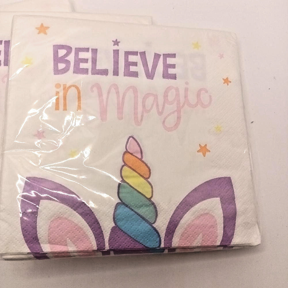 MAGIC UNICORN LUNCH NAPKINS Birthday Party Supplies Serviettes 16pc - Bellso