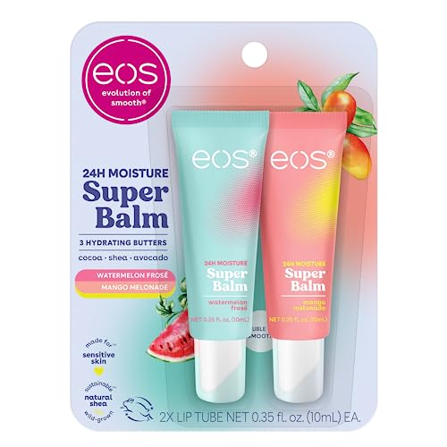 Eos 24HR Moisture Super Balm- Watermelon & Mango  Lip Sleeping Mask  0.35 Fl Oz  2 Pack - Bellso