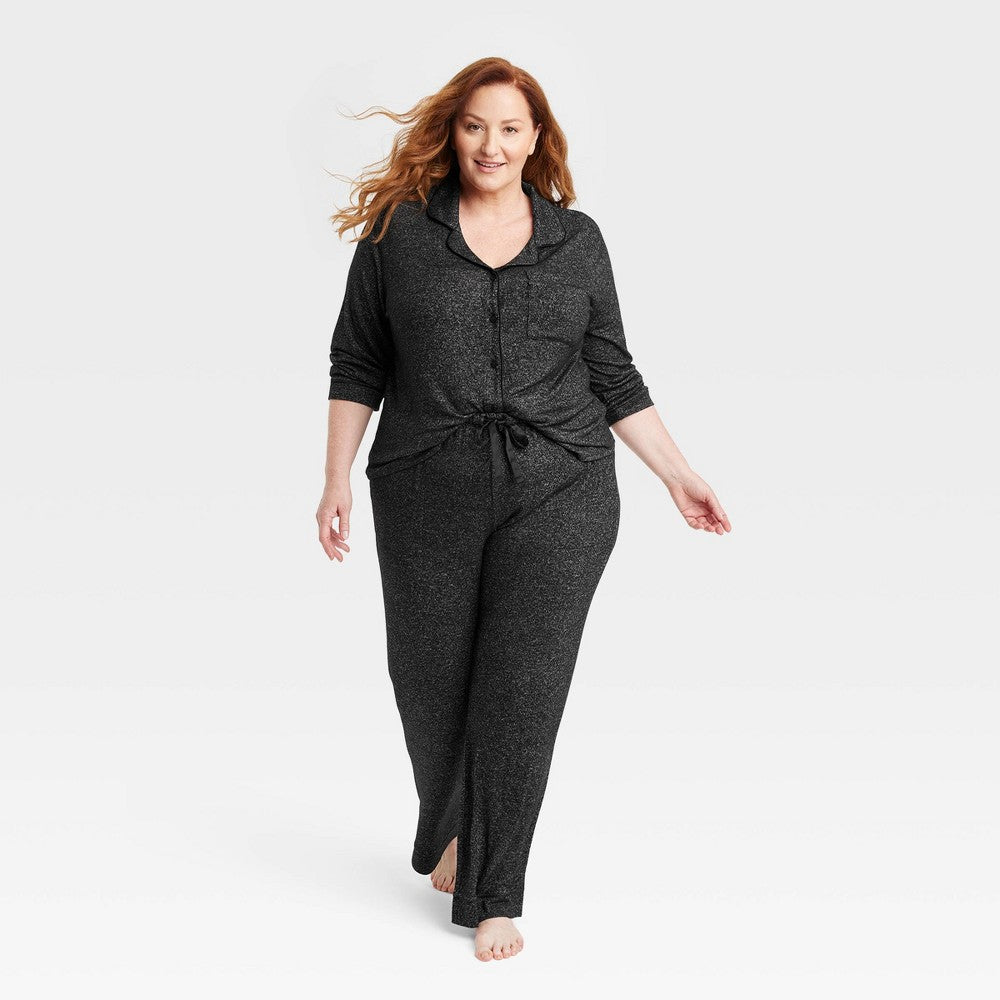 Women's Cozy Pajama Set Dark Gray sz 2X - Bellso