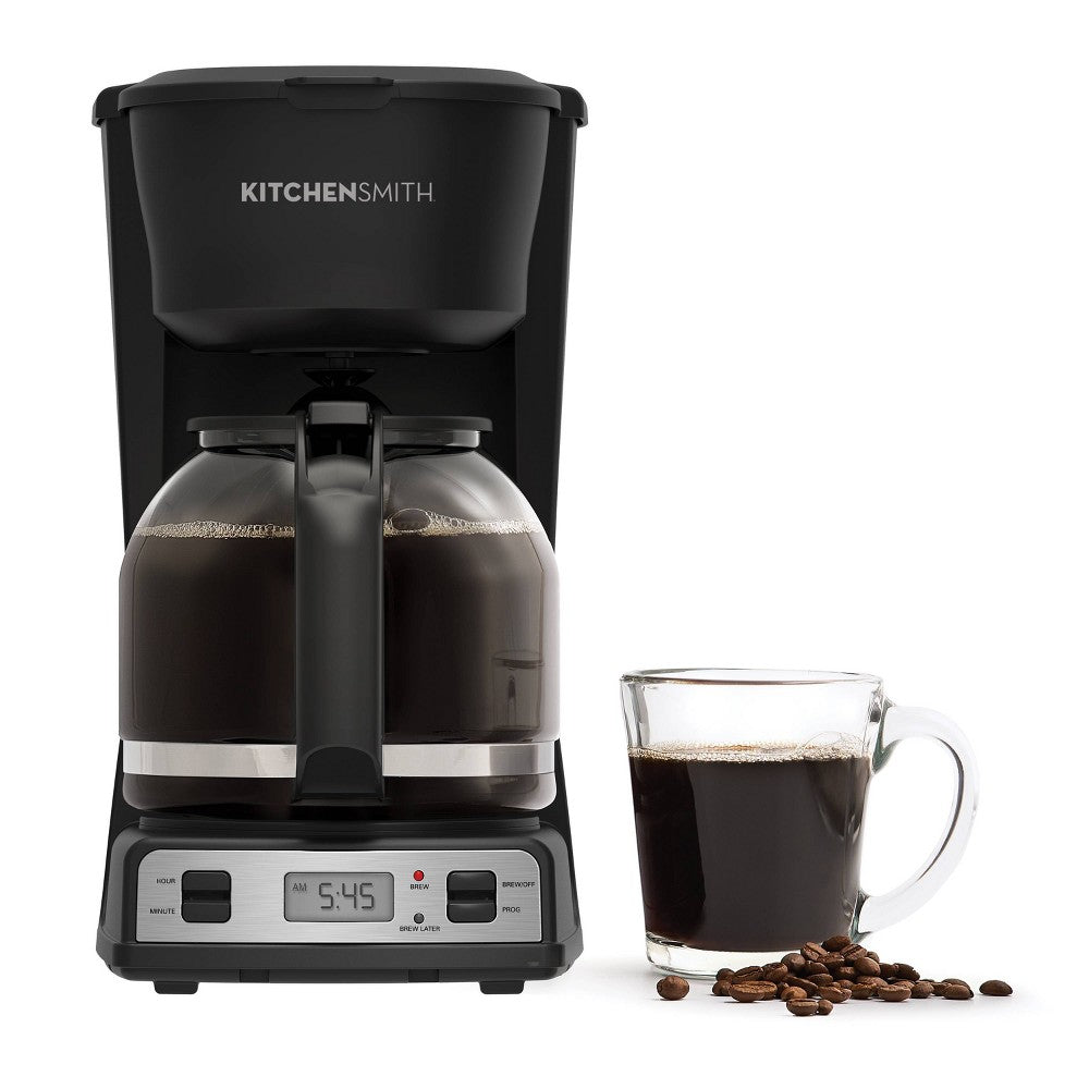 KitchenSmith by Bella 12 Cup Programmable Coffeemaker: Electric Coffee Maker, 60 Oz Capacity, Dishwasher-Safe Parts, Gray - Bellso