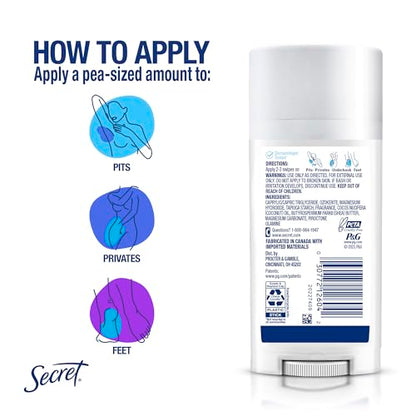 Secret, Whole Body Deodorant, Aluminum Free Dry Solid, Unscented , 2.4 Oz (68 G) - Bellso