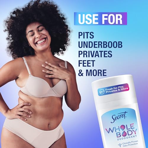 Secret, Whole Body Deodorant, Aluminum Free Dry Solid, Unscented , 2.4 Oz (68 G) - Bellso