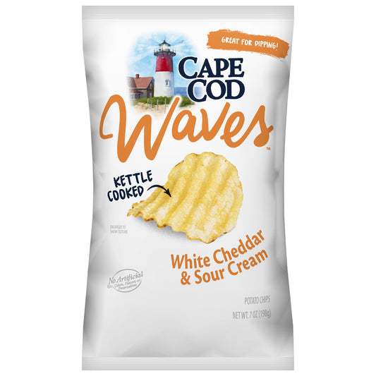 Cape Cod Waves Potato Chips Wavy Cut White Cheddar & Sour Cream Kettle Chips - 7oz - Bellso