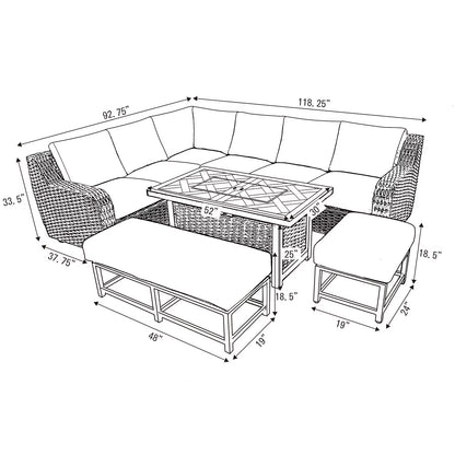 Member's Mark Athena Sectional with Sintered Stone Top and Sunbrella Fabric, 7pc