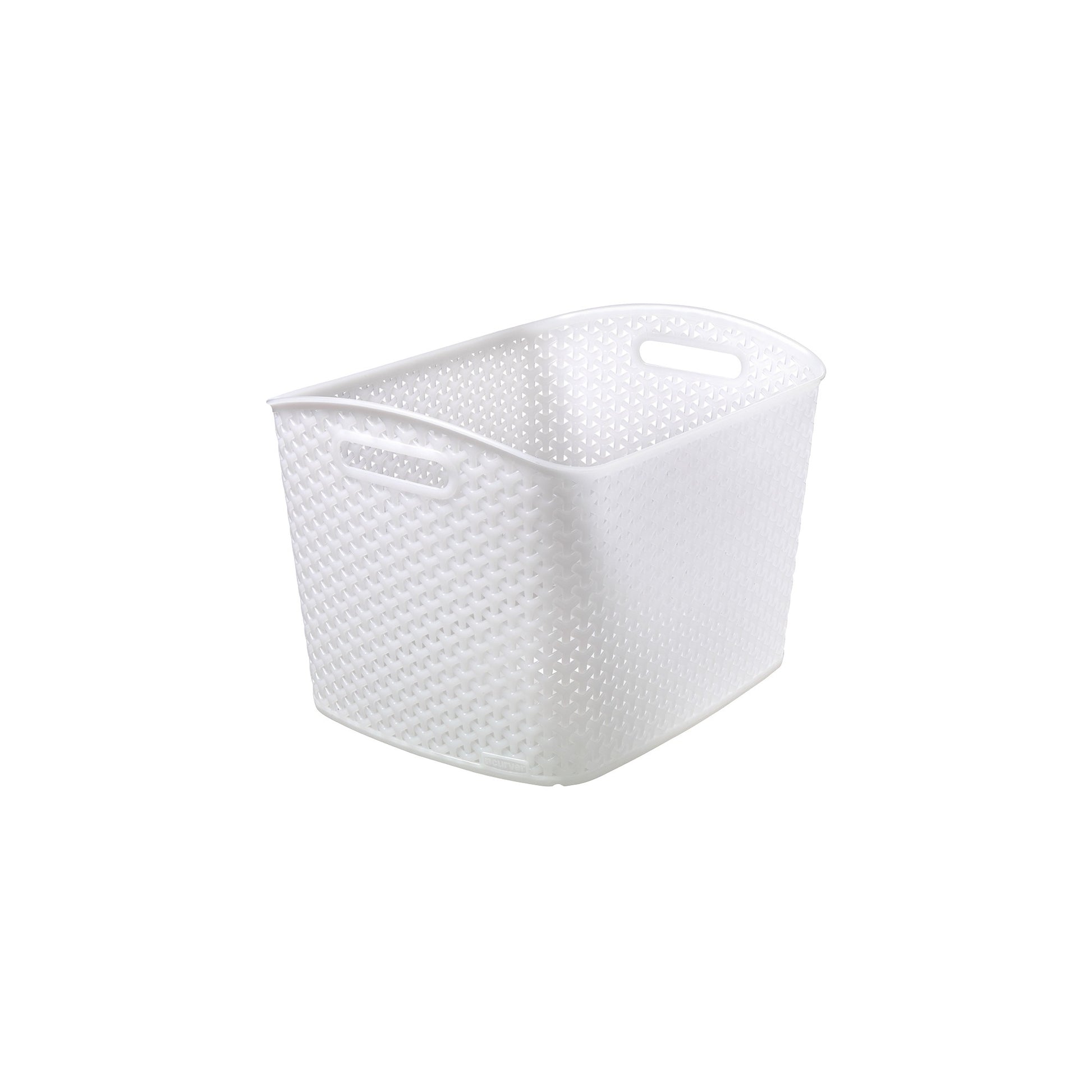 Y-Weave XL Curved Decorative Storage Basket White - Brightroom: Plastic Bin, Nesting, Cut-Out Handles, 11" Cube Compatible - Bellso