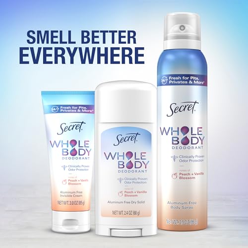 Secret, Whole Body Deodorant, Aluminum Free, Invisible Cream, Unscented, 3 Oz (85 G) - Bellso
