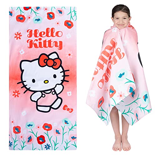 Franco Kids Super Soft Cotton Beach Towel, 58 in X 28 in, Hello Kitty