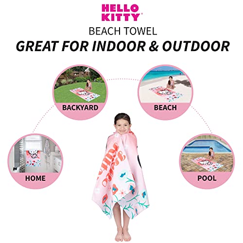 Franco Kids Super Soft Cotton Beach Towel, 58 in X 28 in, Hello Kitty