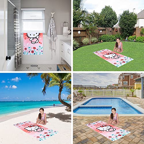 Franco Kids Super Soft Cotton Beach Towel, 58 in X 28 in, Hello Kitty