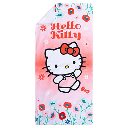 Franco Kids Super Soft Cotton Beach Towel, 58 in X 28 in, Hello Kitty