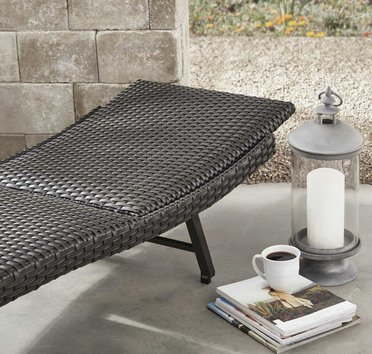 Padded Wicker Chaise Lounger Single - Bellso