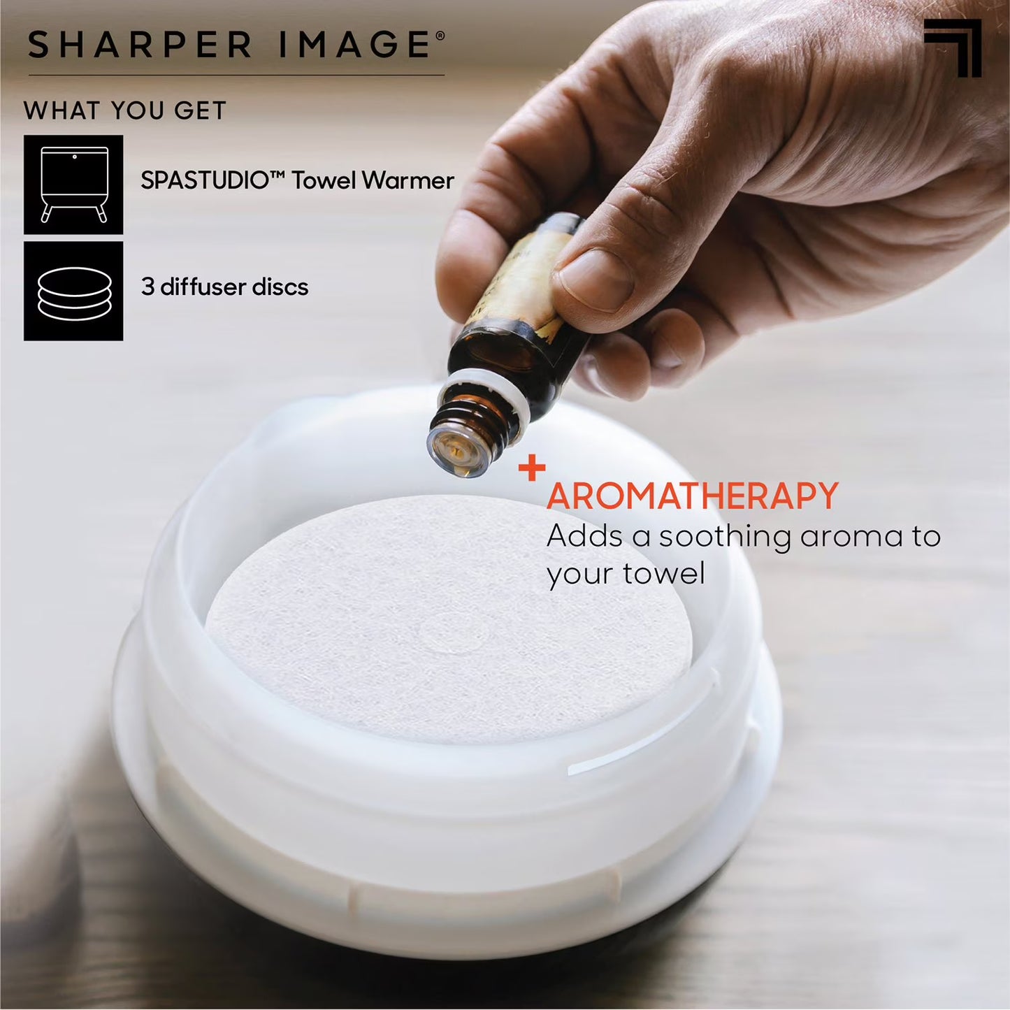 Sharper Image SpaStudio Towel Warmer Heated Comfort Aromatherapy