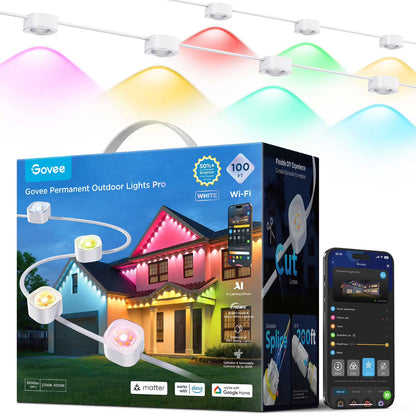 Govee Pro 100-ft Cuttable LED Permanent Outdoor Christmas Lights WHITE