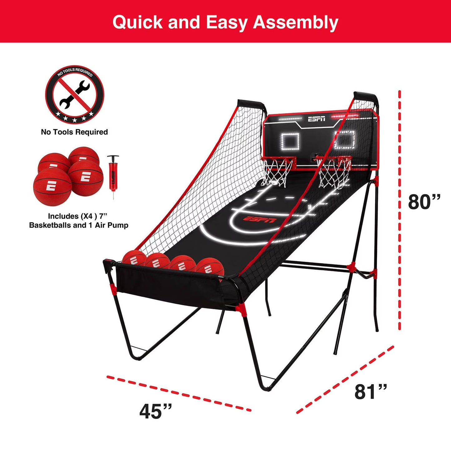 Espn Pro Competition LED Arcade Basketball With Electronic Scoring And Sounds