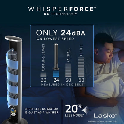 Lasko 42” Oscillating 12-Speed DC Tower Fan with Remote - Bellso