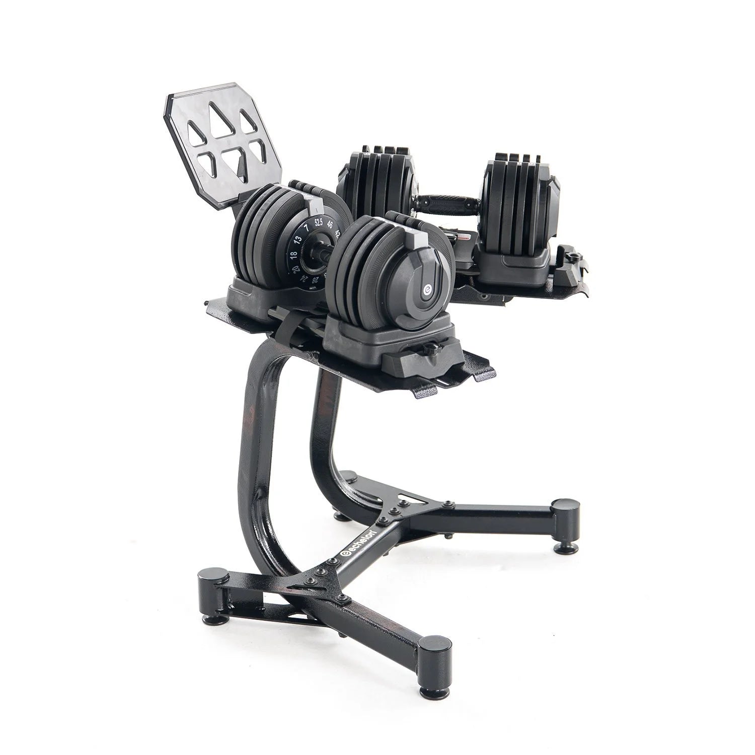 Echelon Adjustable Dumbbells 752  7–52.5 LB  with Rack & Stand  Metal Grips  Tablet Holder - Bellso