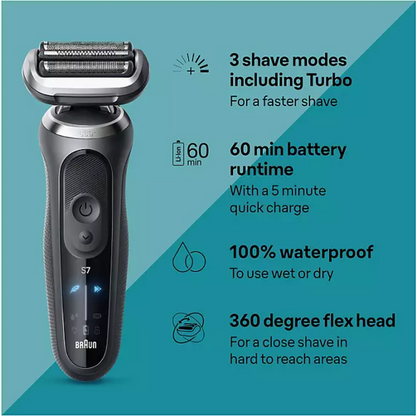 Braun Series 7 360 Flex Waterproof 3-Speed Men's Electric Shaver Kit 7189cc - Bellso