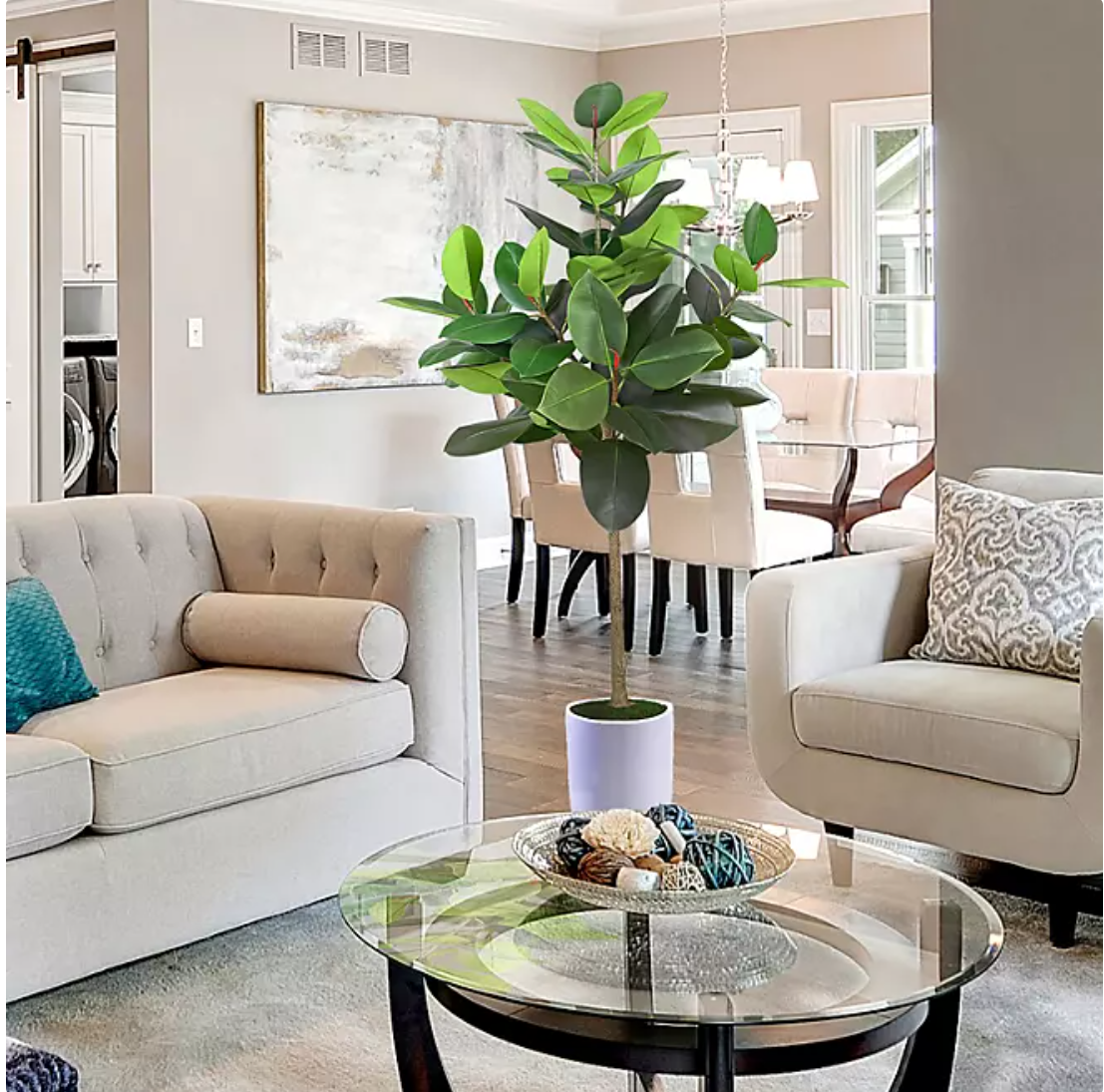 Artificial 6' Boxed Rubber Tree in White Ceramic Planter - Bellso