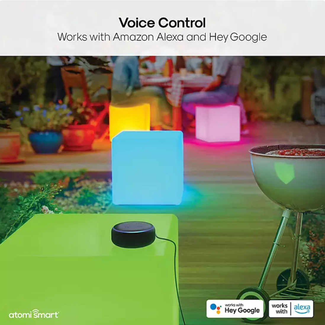 Atomi Smart Portable IP65 Indoor/Outdoor Cube Light Seat (2 Pack) - Bellso