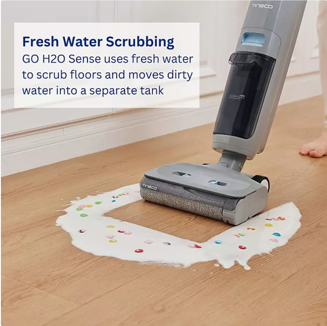 Tineco Go H2O Sense Cordless Wet/Dry Floor Washer with ILoop Sense Technology and Self-Cleaning Mode (GH303) - Grey - Bellso