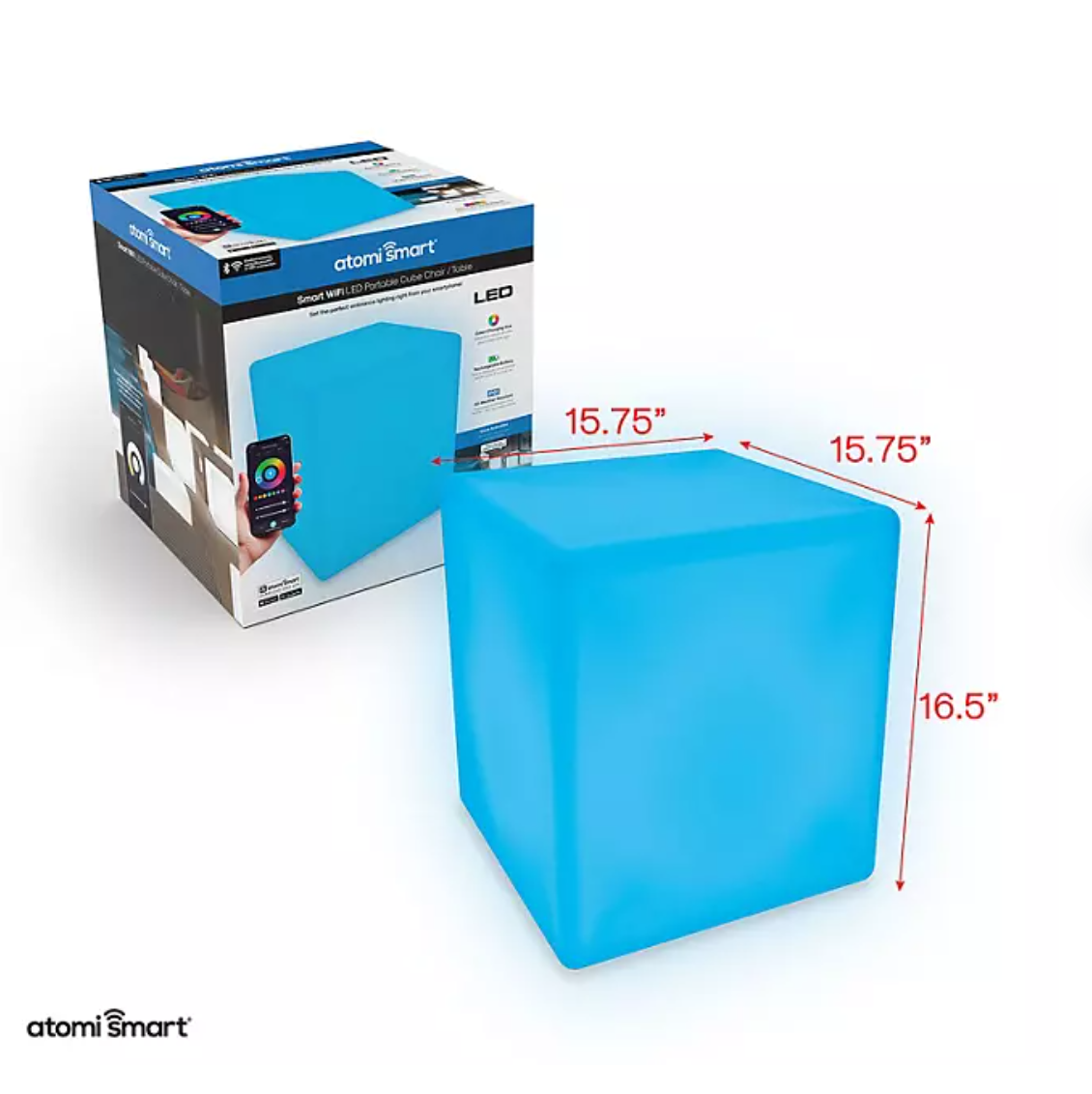 Atomi Smart Portable IP65 Indoor/Outdoor Cube Light Seat (2 Pack) - Bellso