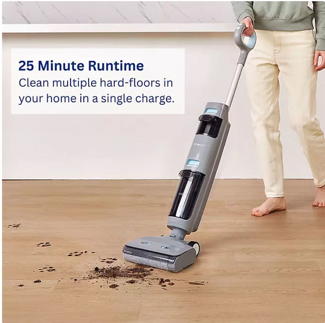 Tineco Go H2O Sense Cordless Wet/Dry Floor Washer with ILoop Sense Technology and Self-Cleaning Mode (GH303) - Grey - Bellso