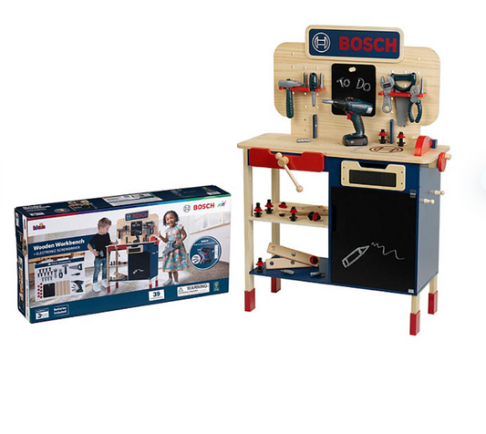 Theo Klein Bosch Mini Wooden Workbench & Electric Screwdriver, 39 Piece Playset by Bosch - Bellso