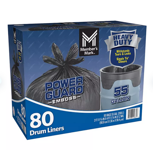 Member's Mark Simple Tie Heavy Duty Black Trash Bags (55 gal., 80 ct.) - Bellso