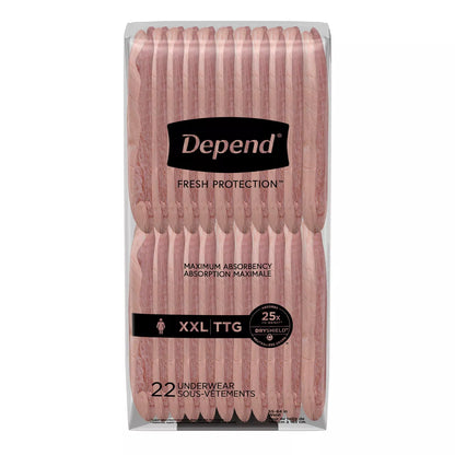 Depend Fresh Protection Adult Incontinence & Postpartum Underwear for Women - Maximum Absorbency - XXL - Blush - 44ct - Bellso
