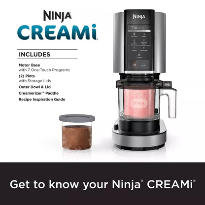 Ninja 0.5qt CREAMi Stainless Steel Ice Cream, Gelato and Sorbet Maker, 7 One-Touch Programs - Bellso