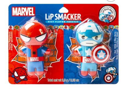 Lip Smacker Marvel  Keychain  Lip Balm for Kids - Spiderman & Captain America - Bellso