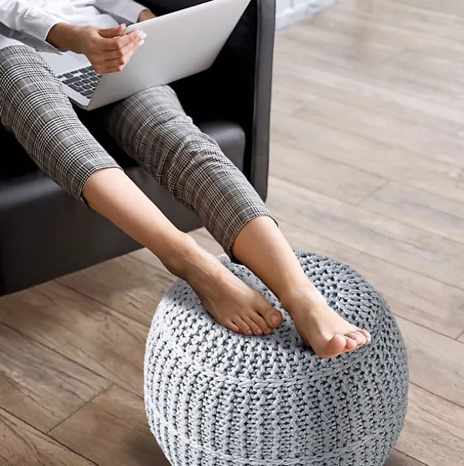 BirdRock Home Hand-Knitted Lightweight Pouf, Assorted Colors - Bellso