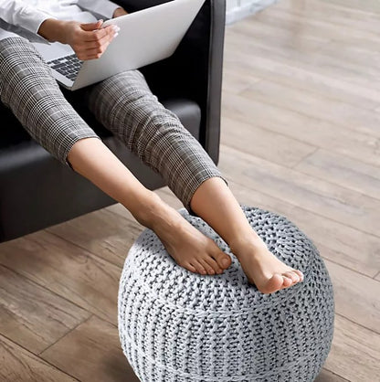 BirdRock Home Hand-Knitted Lightweight Pouf, Assorted Colors - Bellso