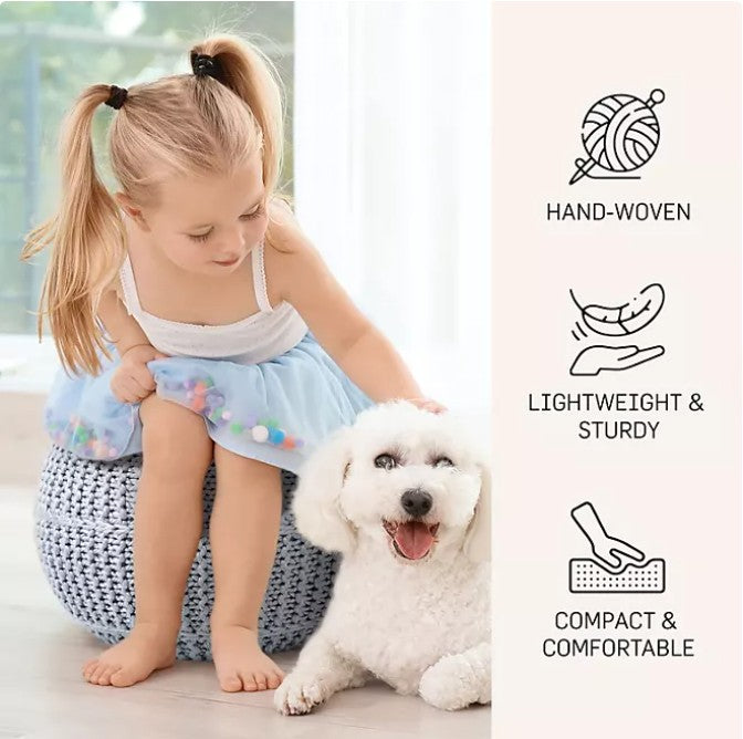 BirdRock Home Hand-Knitted Lightweight Pouf, Assorted Colors - Bellso